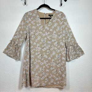 Zalora Collection Floral Nude Printed Bell Sleeve Boho Dress NWT! size Small